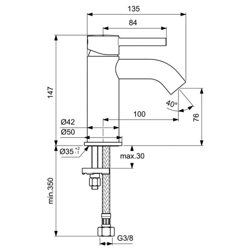 Смеситель для раковины IDEAL STANDARD Ceraline BC268AA однорычажный хром